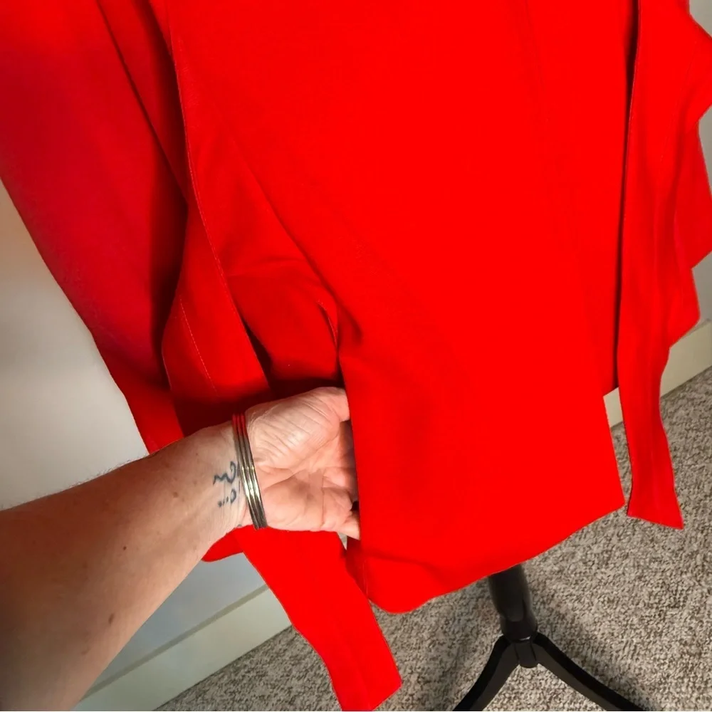 Calvin Klein Red Tie-Waist Blazer Jacket - Picture 6 of 15